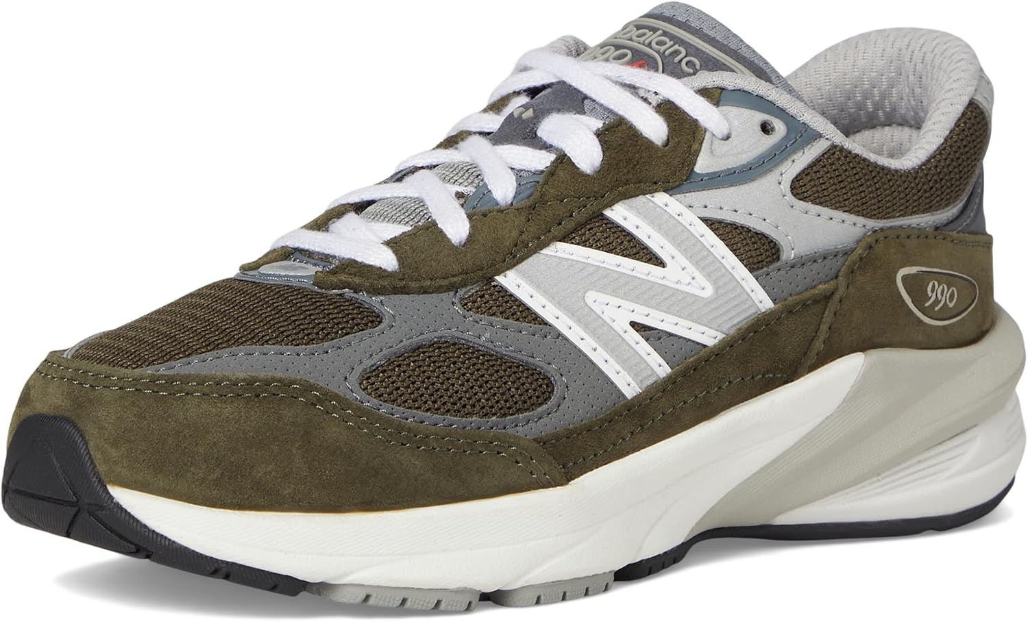 image:imageNew Balance Kids 990 V6 Laceup Sneaker Waterproof Microfiber Leather Upper 10mm Drop ABZORB Midsole NDurance Spikeless Rubber Outsole Molded CUSH InsoleGreen