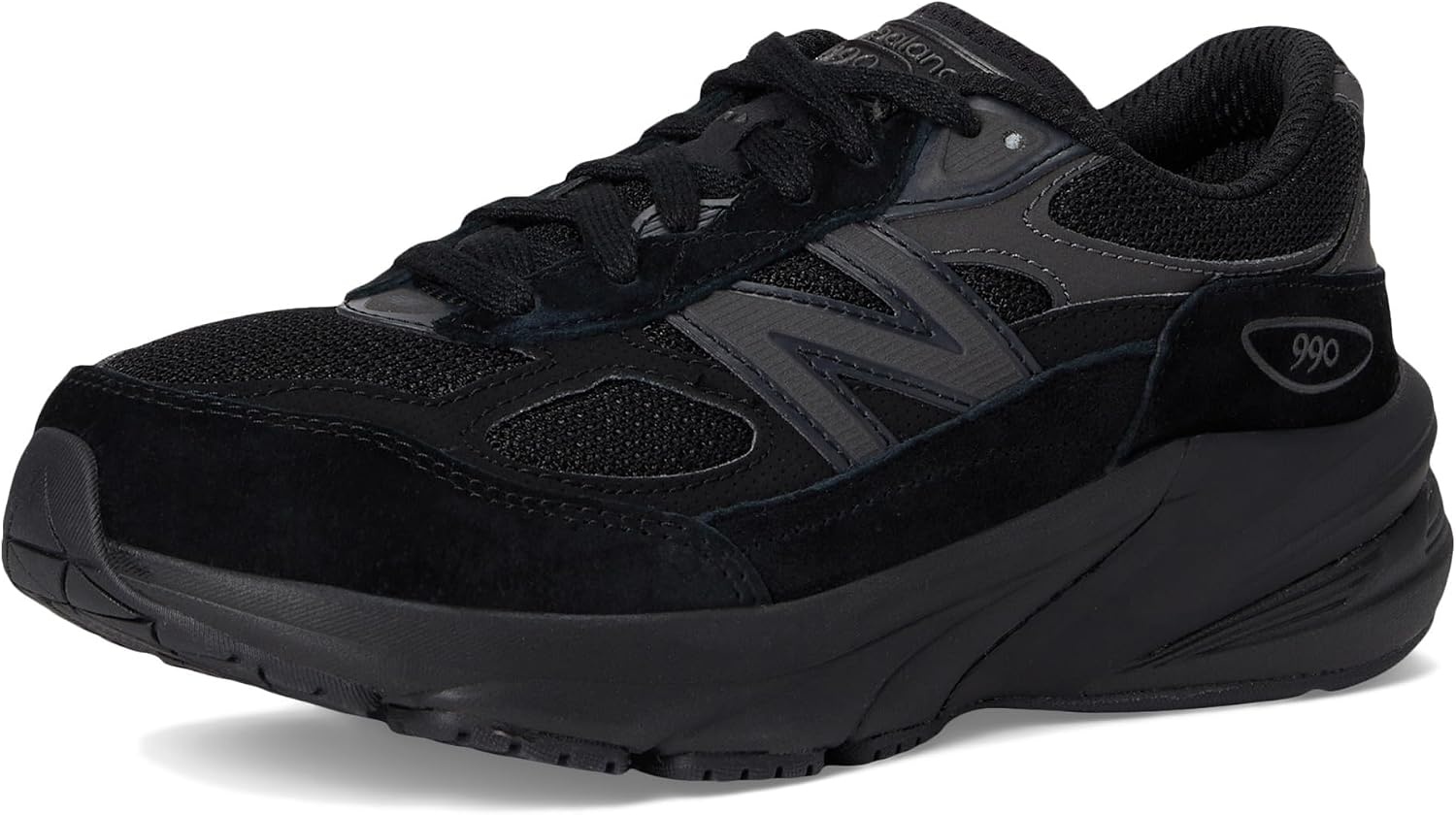 image:imageNew Balance Kids 990 V6 Laceup Sneaker Waterproof Microfiber Leather Upper 10mm Drop ABZORB Midsole NDurance Spikeless Rubber Outsole Molded CUSH InsoleBlackBlack Metallic0