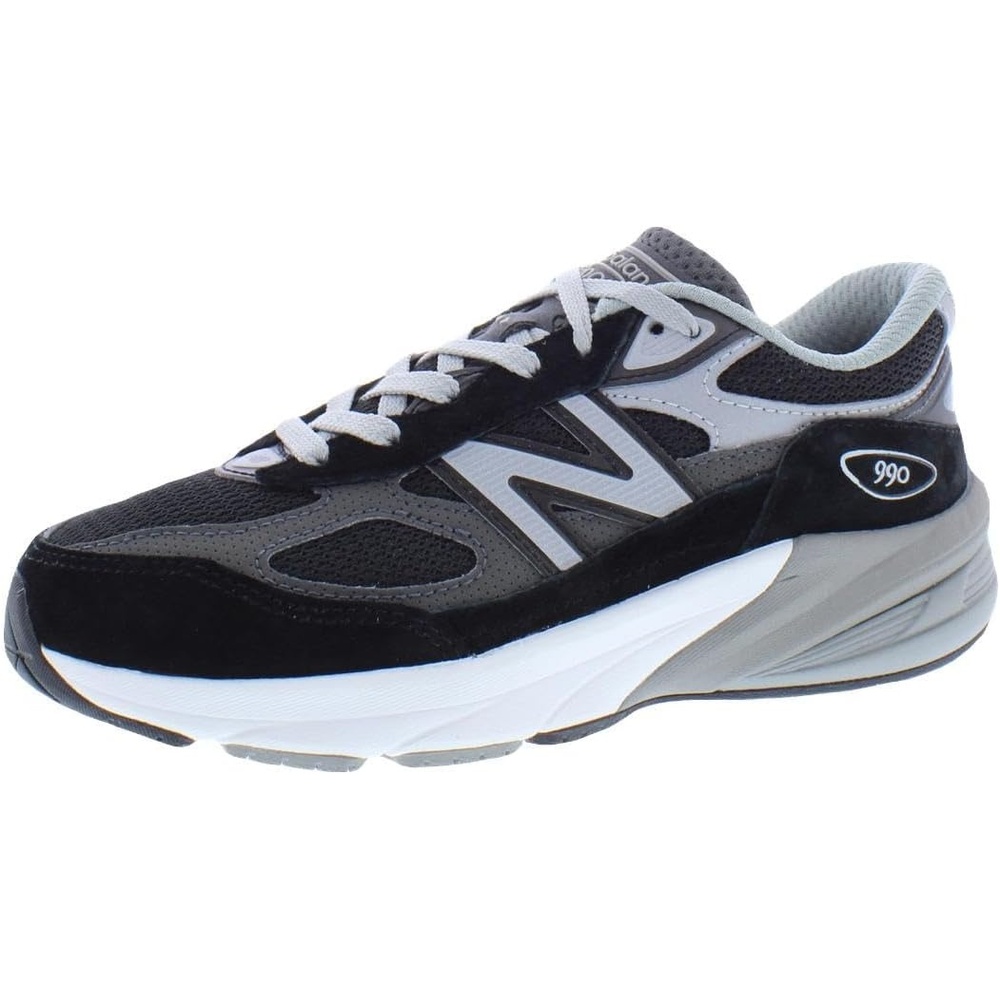 image:imageNew Balance Kids 990 V6 Laceup Sneaker Waterproof Microfiber Leather Upper 10mm Drop ABZORB Midsole NDurance Spikeless Rubber Outsole Molded CUSH InsoleMidnight BlackGreyblack