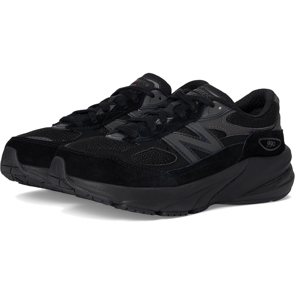 image:imageNew Balance Kids 990 V6 Laceup Sneaker Waterproof Microfiber Leather Upper 10mm Drop ABZORB Midsole NDurance Spikeless Rubber Outsole Molded CUSH InsoleBlackBlack Metallic0