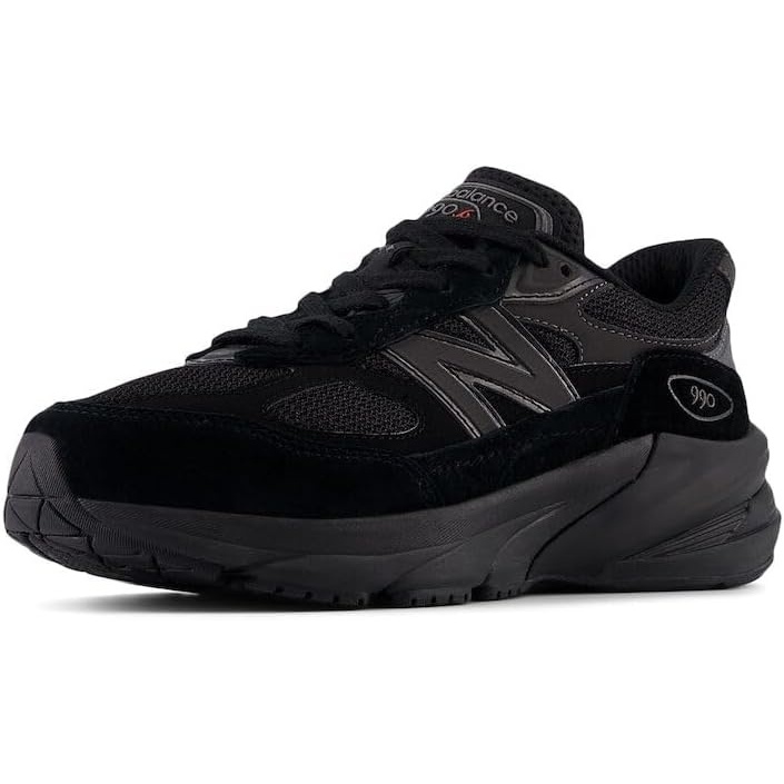 image:imageNew Balance Kids 990 V6 Laceup Sneaker Waterproof Microfiber Leather Upper 10mm Drop ABZORB Midsole NDurance Spikeless Rubber Outsole Molded CUSH InsoleBlackBlack Metallic
