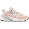 New Balance Kids’ 990 V6 Lace-up Sneaker | Waterproof Microfiber Leather Upper, 10mm Drop ABZORB Midsole, NDurance Spikeless Rubber Outsole, Molded CUSH+ Insole(Pink Haze/White)