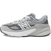 New Balance Kids’ 990 V6 Lace-up Sneaker | Waterproof Microfiber Leather Upper, 10mm Drop ABZORB Midsole, NDurance Spikeless Rubber Outsole, Molded CUSH+ Insole(Grey/Silver)