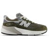 New Balance Kids’ 990 V6 Lace-up Sneaker | Waterproof Microfiber Leather Upper, 10mm Drop ABZORB Midsole, NDurance Spikeless Rubber Outsole, Molded CUSH+ Insole(Olive/Grey)