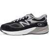 New Balance Kids’ 990 V6 Lace-up Sneaker | Waterproof Microfiber Leather Upper, 10mm Drop ABZORB Midsole, NDurance Spikeless Rubber Outsole, Molded CUSH+ Insole(Black/Silver 1)