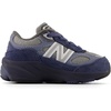 New Balance Kids’ 990 V6 Lace-up Sneaker | Waterproof Microfiber Leather Upper, 10mm Drop ABZORB Midsole, NDurance Spikeless Rubber Outsole, Molded CUSH+ Insole(Vintage Indigo/Arctic Grey)