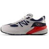 New Balance Kids’ 990 V6 Lace-up Sneaker | Waterproof Microfiber Leather Upper, 10mm Drop ABZORB Midsole, NDurance Spikeless Rubber Outsole, Molded CUSH+ Insole(Grey Matter/Team Red)