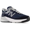 New Balance Kids’ 990 V6 Lace-up Sneaker | Waterproof Microfiber Leather Upper, 10mm Drop ABZORB Midsole, NDurance Spikeless Rubber Outsole, Molded CUSH+ Insole(Navy/Silver)