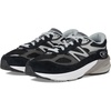 New Balance Kids’ 990 V6 Lace-up Sneaker | Waterproof Microfiber Leather Upper, 10mm Drop ABZORB Midsole, NDurance Spikeless Rubber Outsole, Molded CUSH+ Insole(Black/Silver 1)