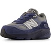 New Balance Kids’ 990 V6 Lace-up Sneaker | Waterproof Microfiber Leather Upper, 10mm Drop ABZORB Midsole, NDurance Spikeless Rubber Outsole, Molded CUSH+ Insole(Vintage Indigo/Arctic Grey)