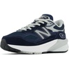 New Balance Kids’ 990 V6 Lace-up Sneaker | Waterproof Microfiber Leather Upper, 10mm Drop ABZORB Midsole, NDurance Spikeless Rubber Outsole, Molded CUSH+ Insole(Navy/Silver)