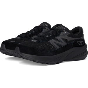 New Balance Kids’ 990 V6 Lace-up Sneaker | Waterproof Microfiber Leather Upper, 10mm Drop ABZORB Midsole, NDurance Spikeless Rubber Outsole, Molded CUSH+ Insole(Black/Black Metallic/0)