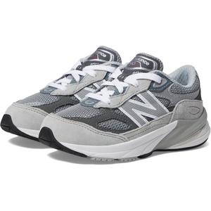 New Balance Kids’ 990 V6 Lace-up Sneaker | Waterproof Microfiber Leather Upper, 10mm Drop ABZORB Midsole, NDurance Spikeless Rubber Outsole, Molded CUSH+ Insole(Grey/Silver/Silver)