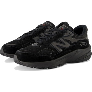 New Balance Kids’ 990 V6 Lace-up Sneaker | Waterproof Microfiber Leather Upper, 10mm Drop ABZORB Midsole, NDurance Spikeless Rubber Outsole, Molded CUSH+ Insole(Black)