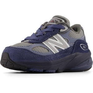 New Balance Kids’ 990 V6 Lace-up Sneaker | Waterproof Microfiber Leather Upper, 10mm Drop ABZORB Midsole, NDurance Spikeless Rubber Outsole, Molded CUSH+ Insole(Vintage Indigo/Arctic Grey)