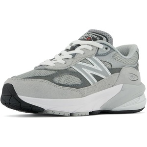 New Balance Kids’ 990 V6 Lace-up Sneaker | Waterproof Microfiber Leather Upper, 10mm Drop ABZORB Midsole, NDurance Spikeless Rubber Outsole, Molded CUSH+ Insole(Grey/Silver)