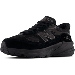 New Balance Kids’ 990 V6 Lace-up Sneaker | Waterproof Microfiber Leather Upper, 10mm Drop ABZORB Midsole, NDurance Spikeless Rubber Outsole, Molded CUSH+ Insole(Black/Black Metallic)