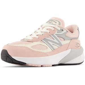 New Balance Kids’ 990 V6 Lace-up Sneaker | Waterproof Microfiber Leather Upper, 10mm Drop ABZORB Midsole, NDurance Spikeless Rubber Outsole, Molded CUSH+ Insole(Pink Haze/White)