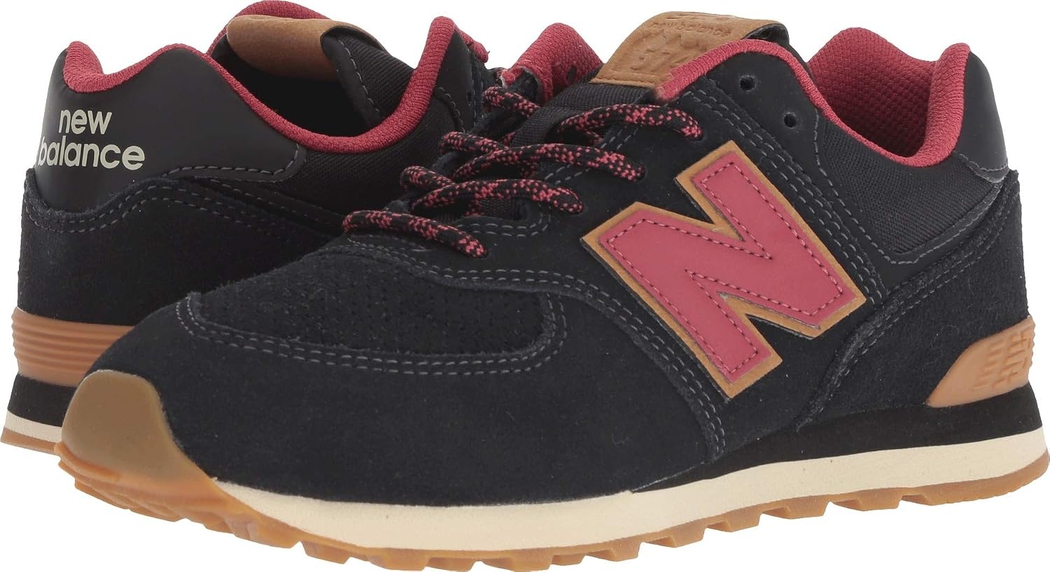 image:imageNew Balance Kids 574 V1 LaceUp Sneakers Casual ShoesBlackEarth Red