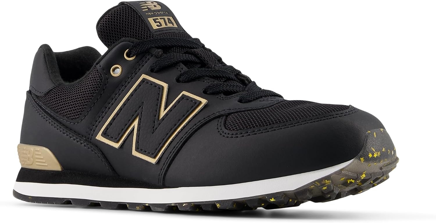 image:imageNew Balance Kids 574 V1 LaceUp Sneakers Casual ShoesBlackGold