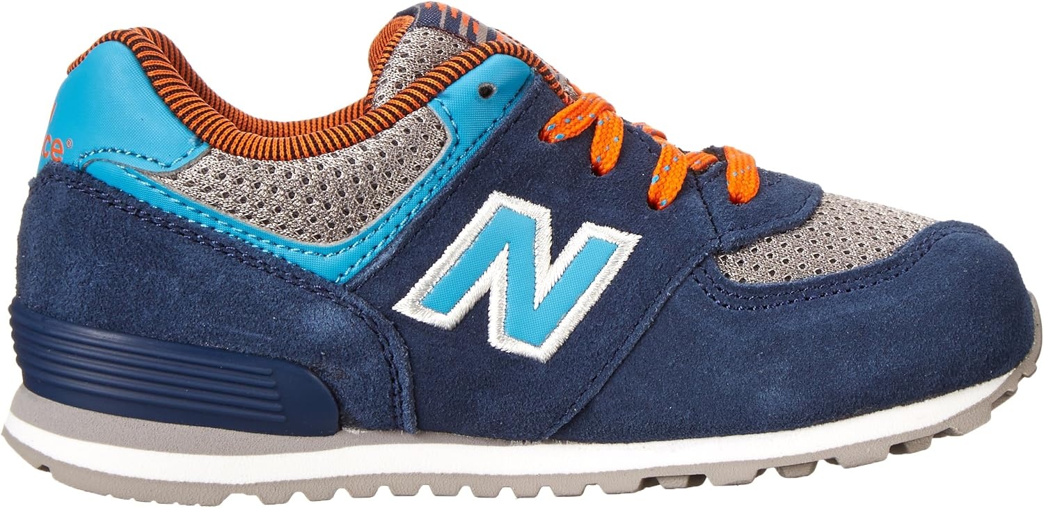 image:imageNew Balance Kids 574 V1 LaceUp Sneakers Casual ShoesBlueOrangeGrey