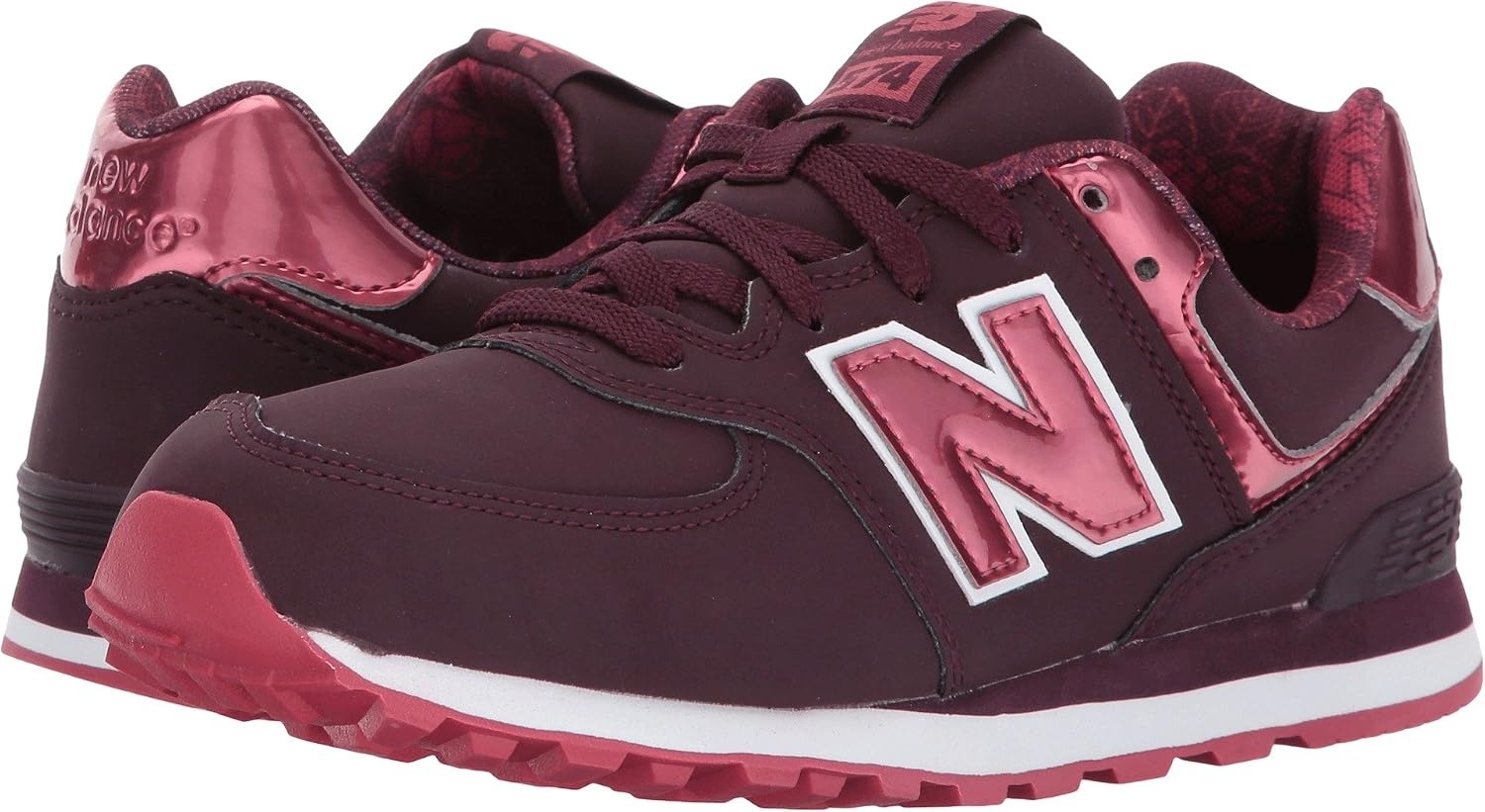 image:imageNew Balance Kids 574 V1 LaceUp Sneakers Casual ShoesDark PinkRed