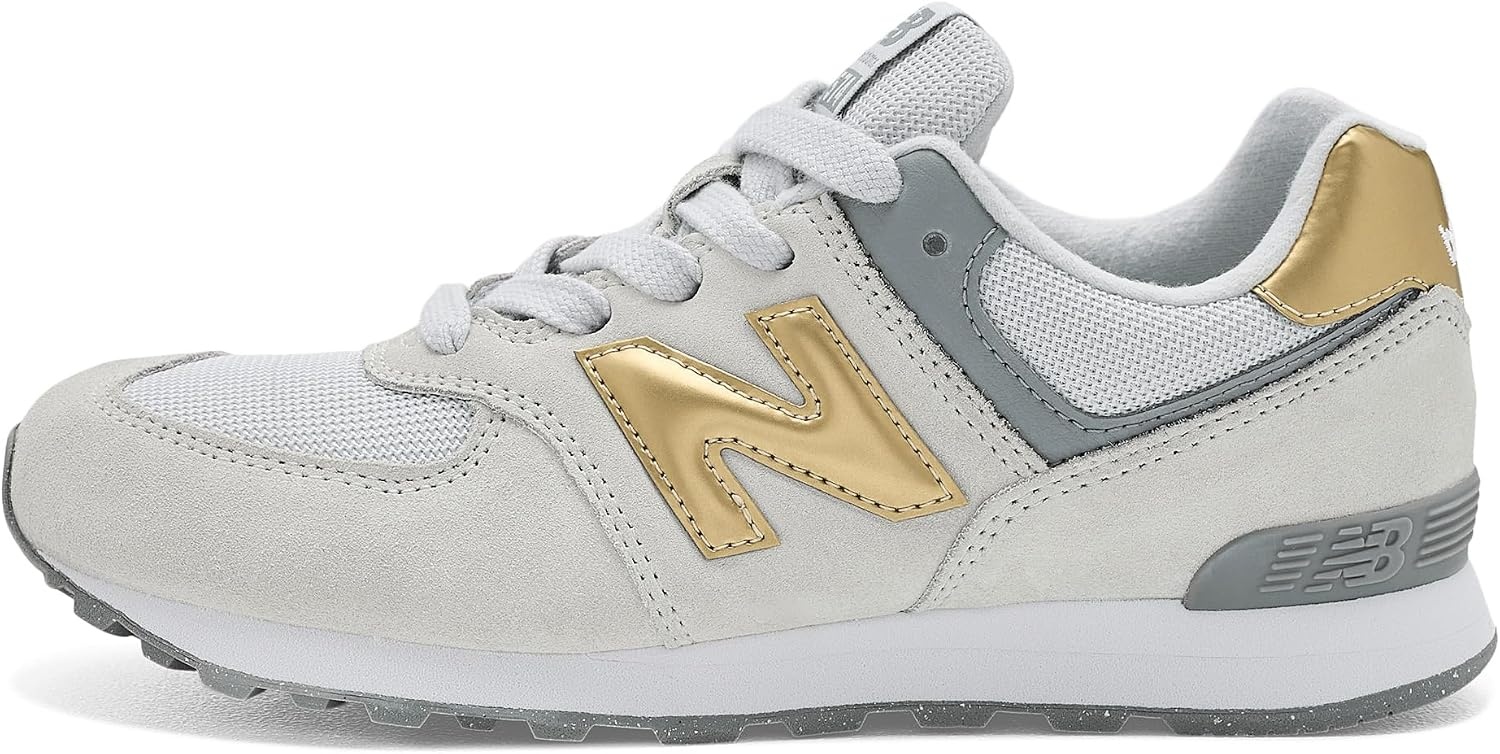 image:imageNew Balance Kids 574 V1 LaceUp Sneakers Casual ShoesGrey MatterSherbert