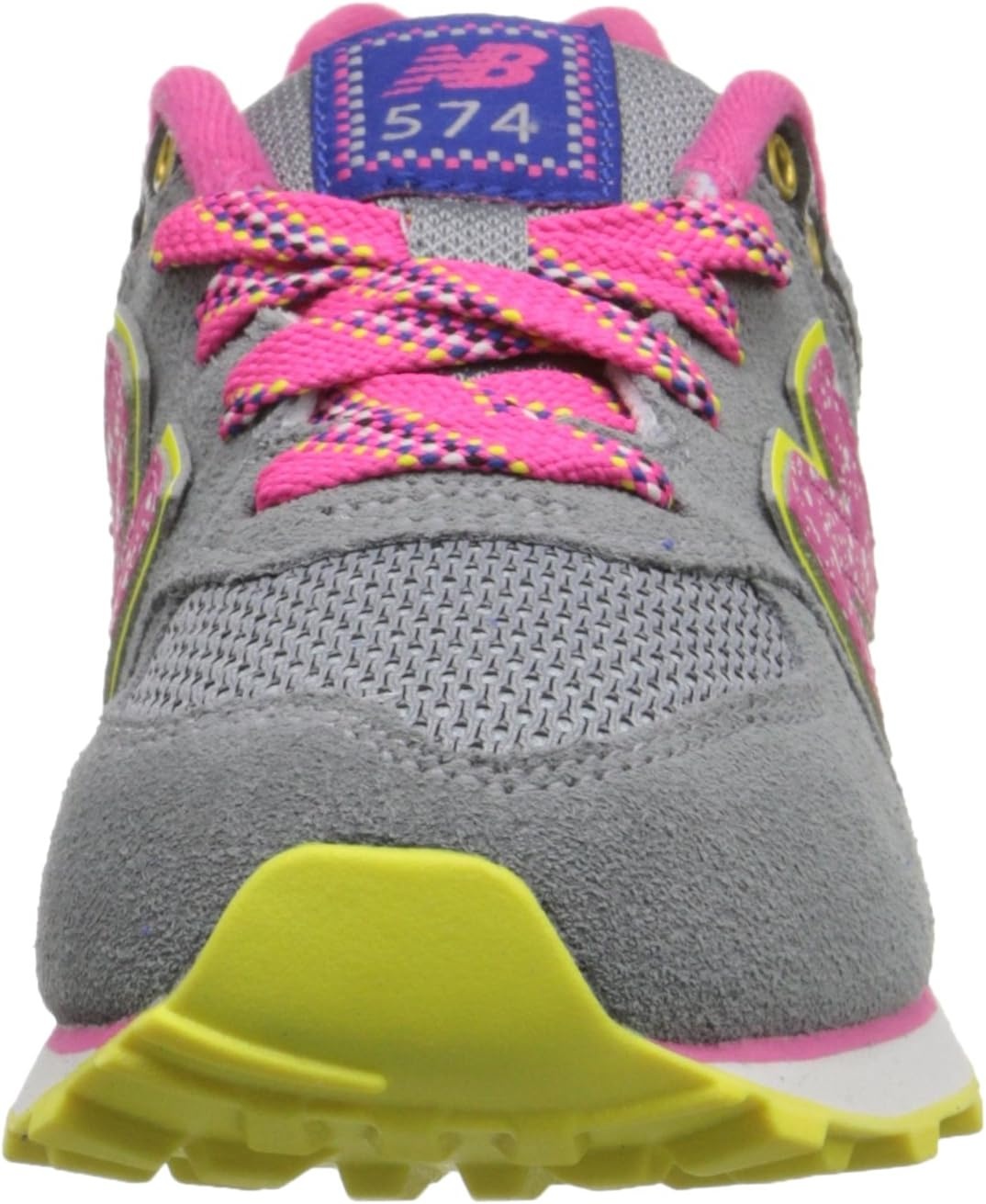 image:imageNew Balance Kids 574 V1 LaceUp Sneakers Casual ShoesGreyPinkYellow