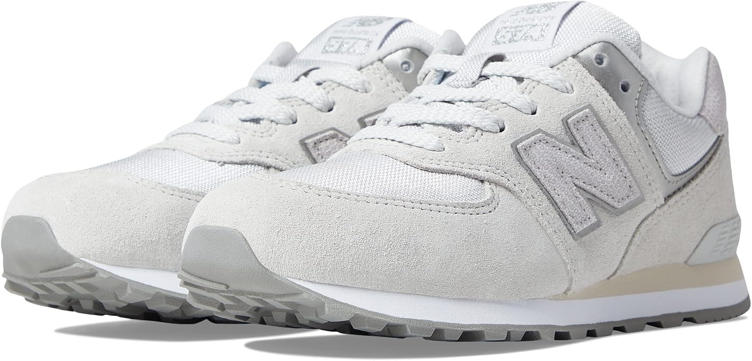 image:imageNew Balance Kids 574 V1 LaceUp Sneakers Casual ShoesSummer FogSilver Metallic