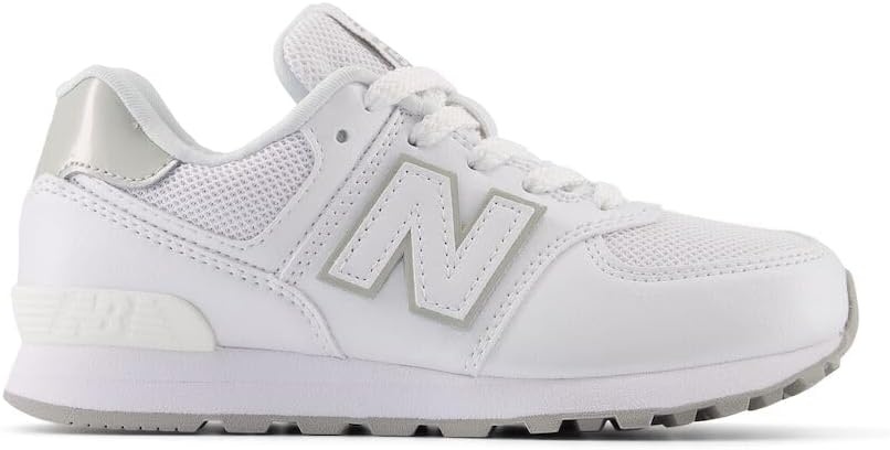 image:imageNew Balance Kids 574 V1 LaceUp Sneakers Casual ShoesWhiteSilver Metalic