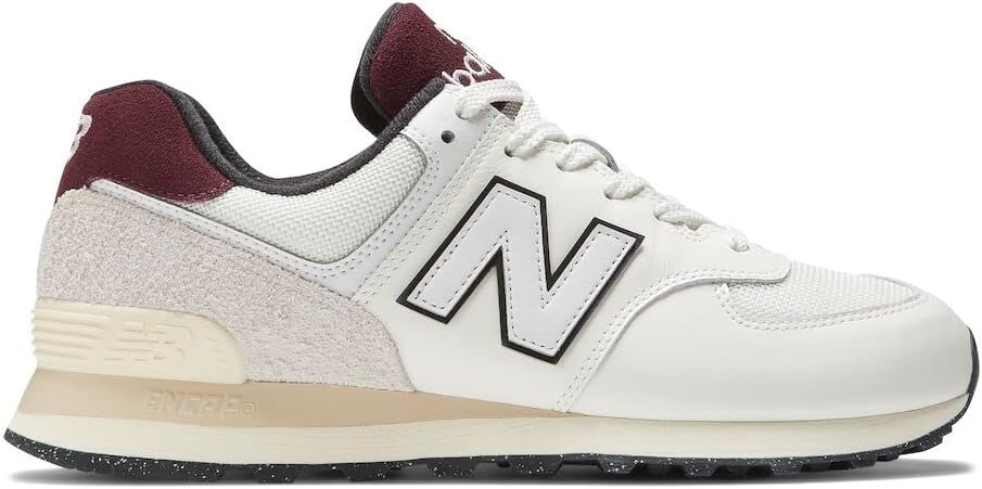 image:imageNew Balance Mens 574 Vulc SneakersWhiteBurgundy