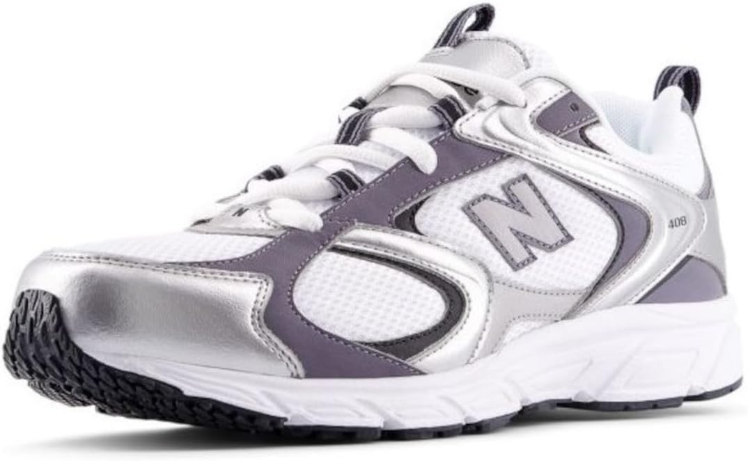 image:imageNew Balance UnisexAdult 408 Sneaker Casual ShoesNb 103 WhiteSilver Metallic
