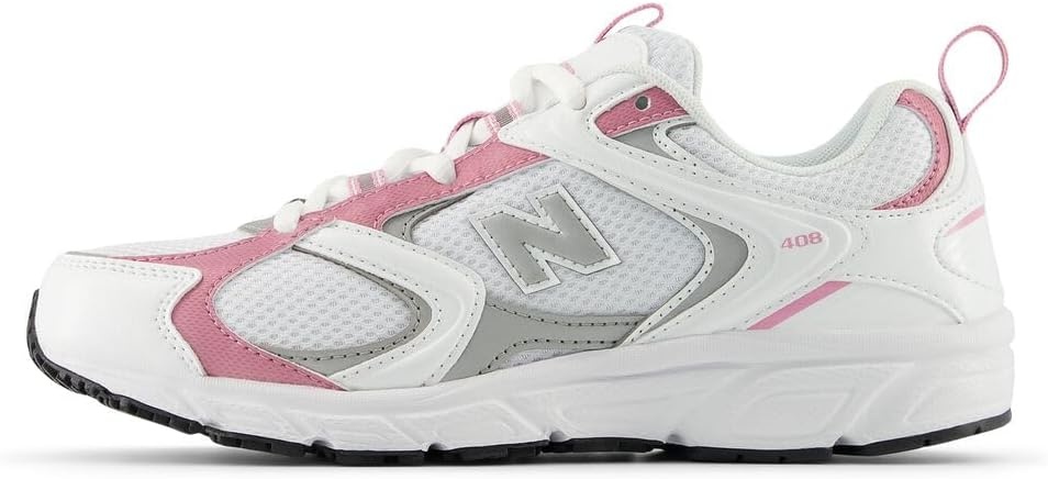 image:imageNew Balance UnisexAdult 408 Sneaker Casual ShoesWhiteSilver MetallicPink Sugar