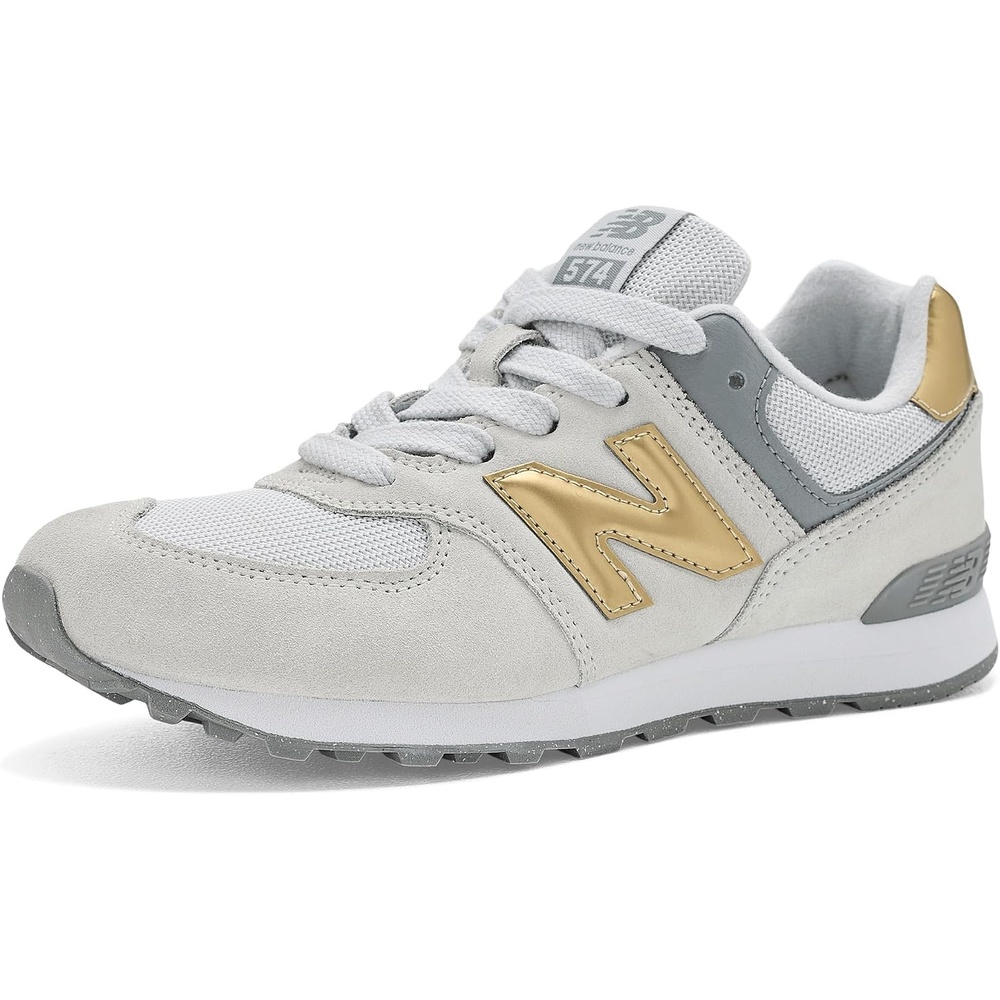image:imageNew Balance Kids 574 V1 LaceUp Sneakers Casual ShoesGrey MatterSherbert