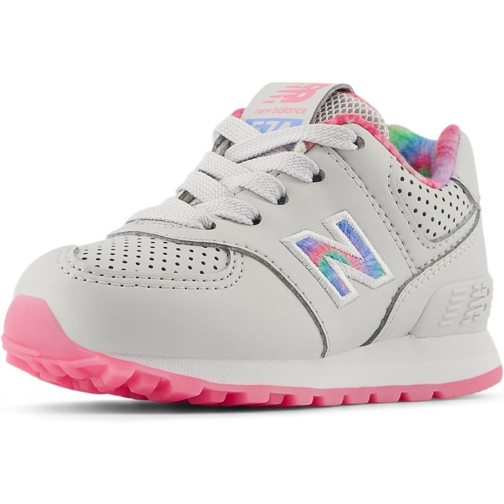 image:imageNew Balance Kids 574 V1 LaceUp Sneakers Casual ShoesGrey MatterSignal Pink