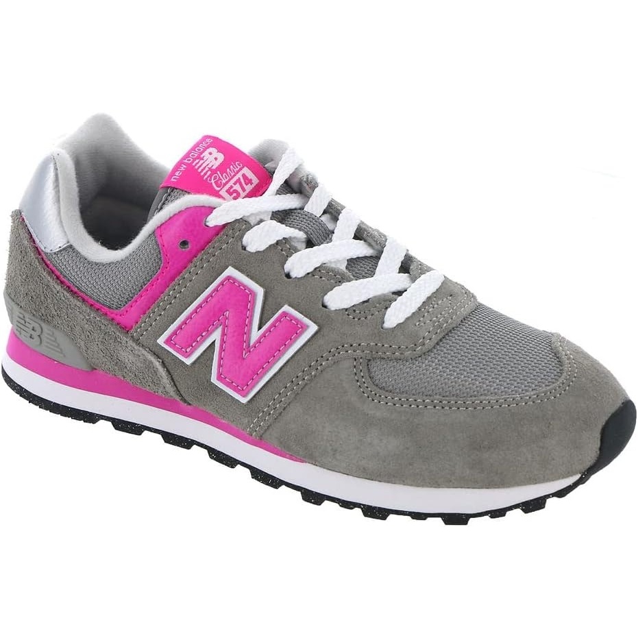 image:imageNew Balance Kids 574 V1 LaceUp Sneakers Casual ShoesGreyPink