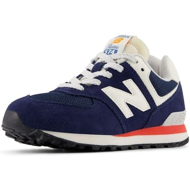 image:imageNew Balance Kids 574 V1 LaceUp Sneakers Casual ShoesNb NavyBlast Red