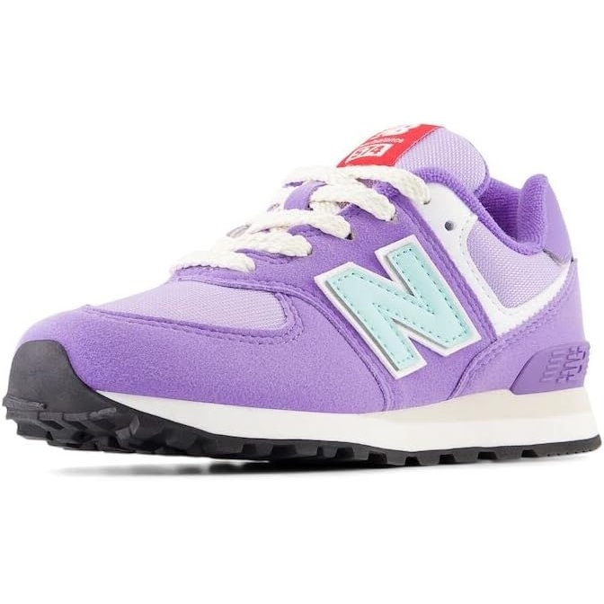 image:imageNew Balance Kids 574 V1 LaceUp Sneakers Casual ShoesViolet CrushBright Cyan