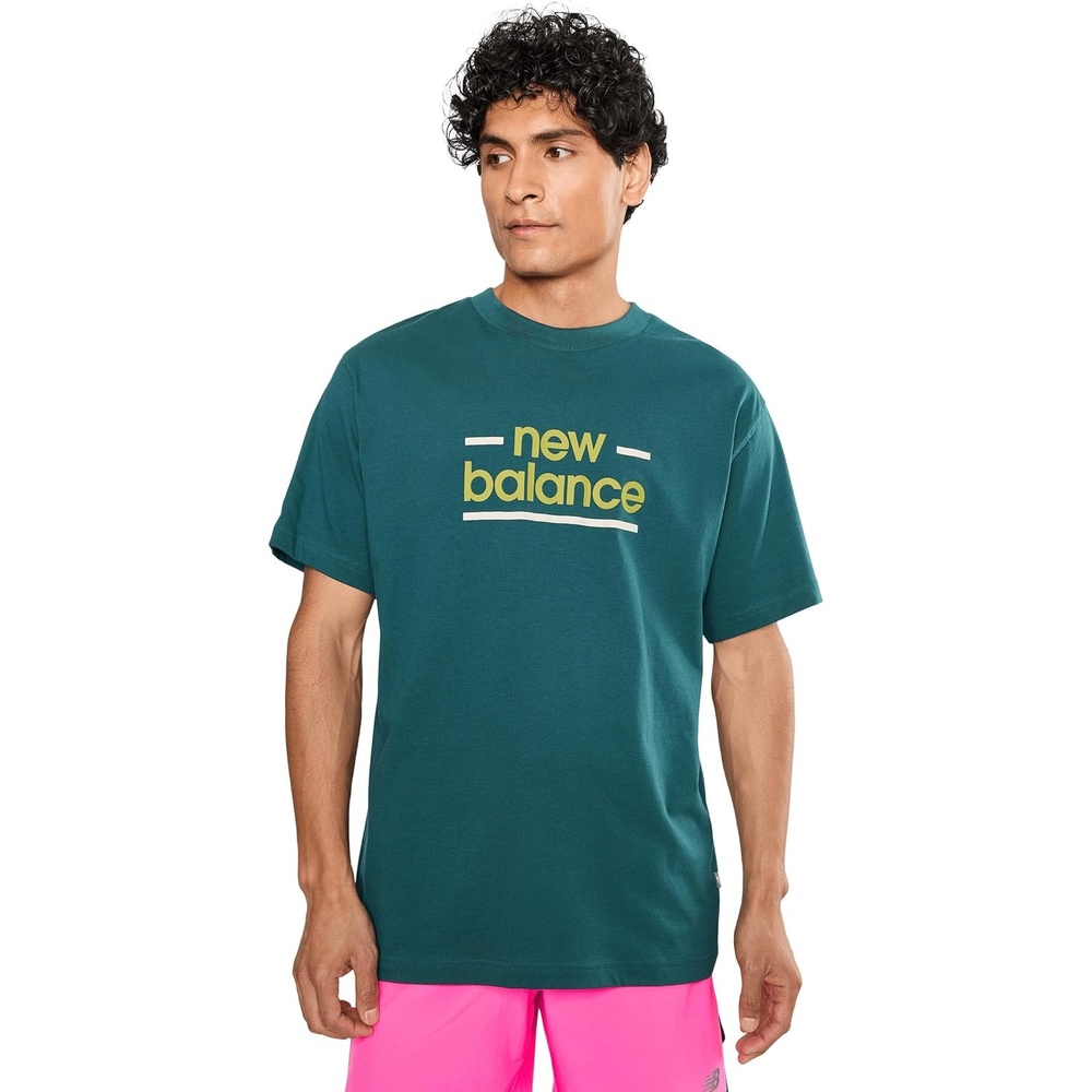 image:imageNew Balance Mens Linear Lines TShirtMedusa Green Linear Lines