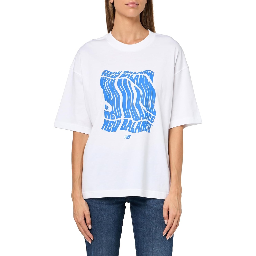 image:imageNew Balance Womens Graphic TShirtNb 102 White Wavery Relaxed