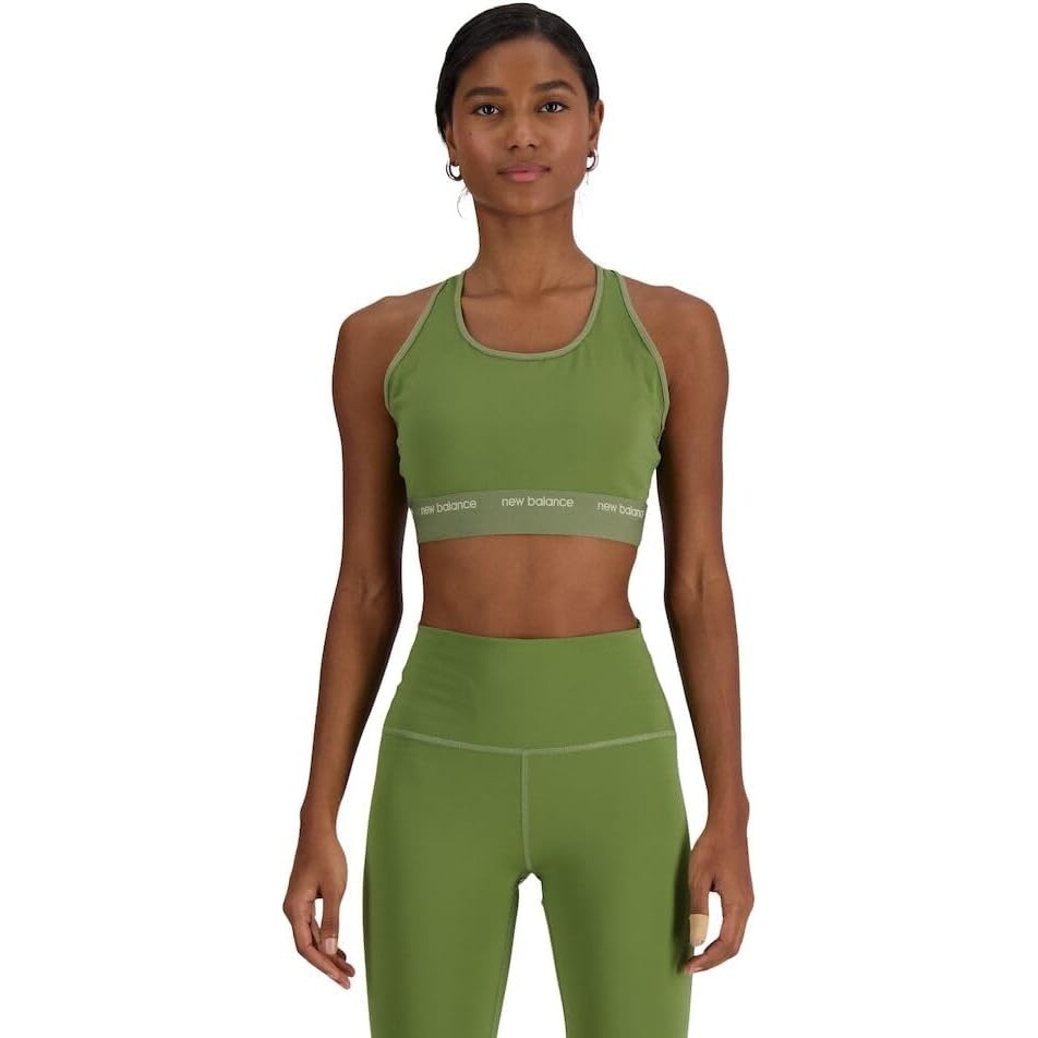 image:imageNew Balance Womens Nbsleek Medium Support Sports BraDark Olivine
