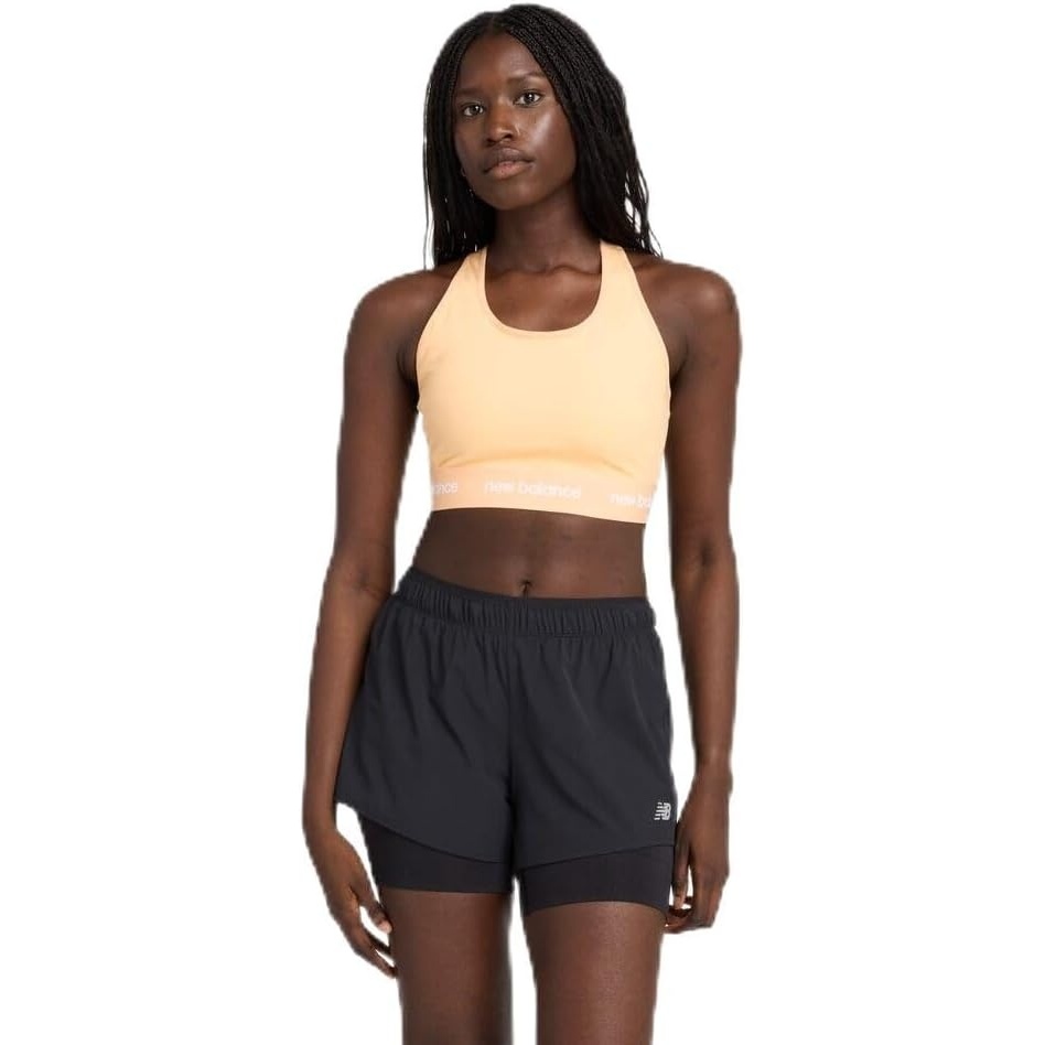 image:imageNew Balance Womens Nbsleek Medium Support Sports BraPeach Blossom