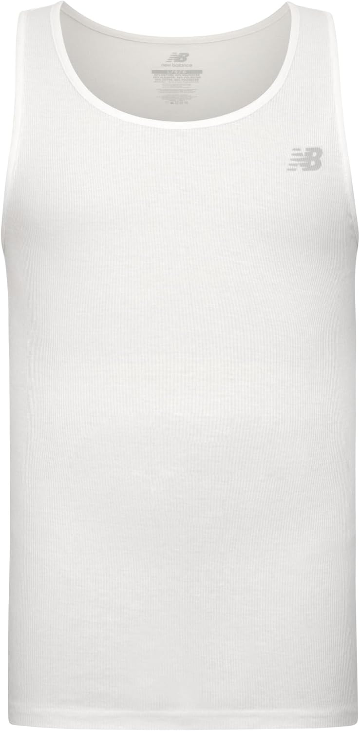 image:imageNew Balance Mens Cotton Performance Rib Tank Top Pack of 4WhiteLight Heather GreyBlackWhite