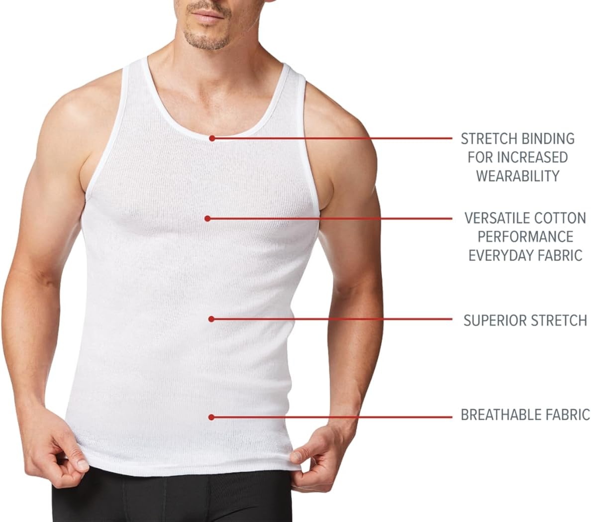 image:imageNew Balance Mens Cotton Performance Rib Tank Top Pack of 4WhiteLight Heather GreyBlackWhite