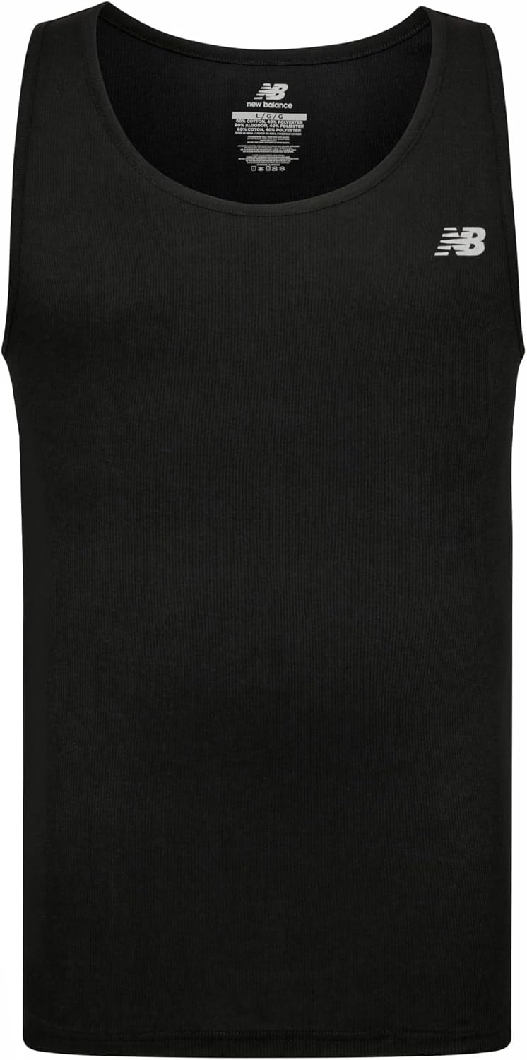 image:imageNew Balance Mens Cotton Performance Rib Tank Top Pack of 4WhiteLight Heather GreyBlackWhite