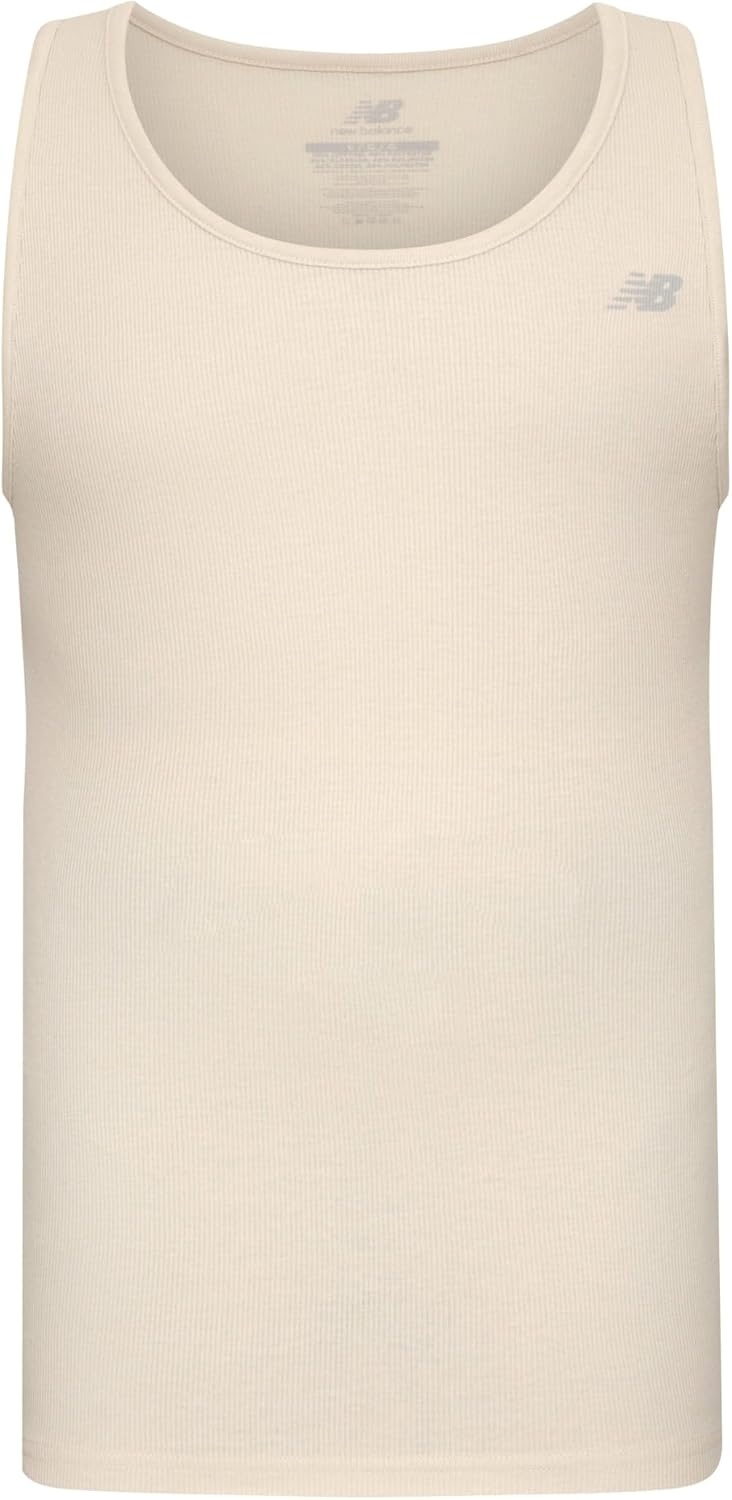 image:imageNew Balance Mens Cotton Performance Rib Tank Top Pack of 4WhiteLinenNew SpruceDark Artic Grey