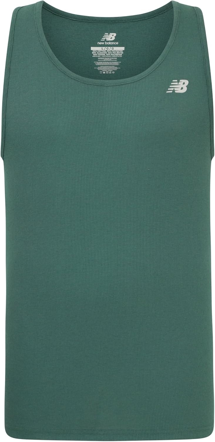 image:imageNew Balance Mens Cotton Performance Rib Tank Top Pack of 4WhiteLinenNew SpruceDark Artic Grey