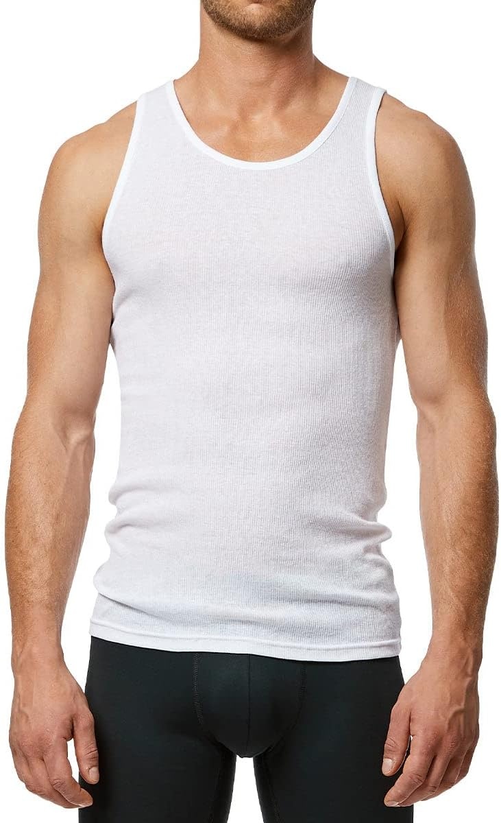 image:imageNew Balance Mens Cotton Performance Rib Tank Top Pack of 4WhiteLinenNew SpruceDark Artic Grey