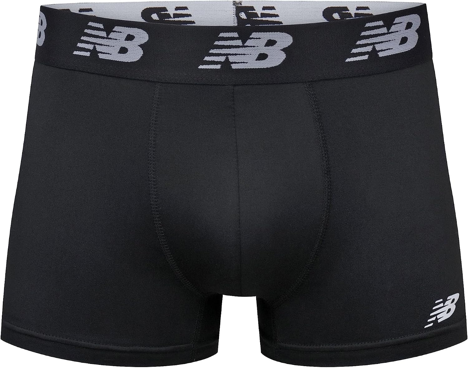 image:imageNew Balance Mens No Fly Trunks Underwear Jacquard Waistband Breathable Lightweight Moisture Wicking 3 PackBlackBlackBlack