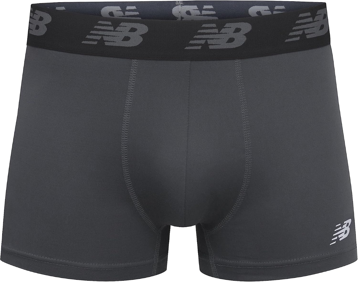 image:imageNew Balance Mens No Fly Trunks Underwear Jacquard Waistband Breathable Lightweight Moisture Wicking 3 PackBlackTeam RedThunder